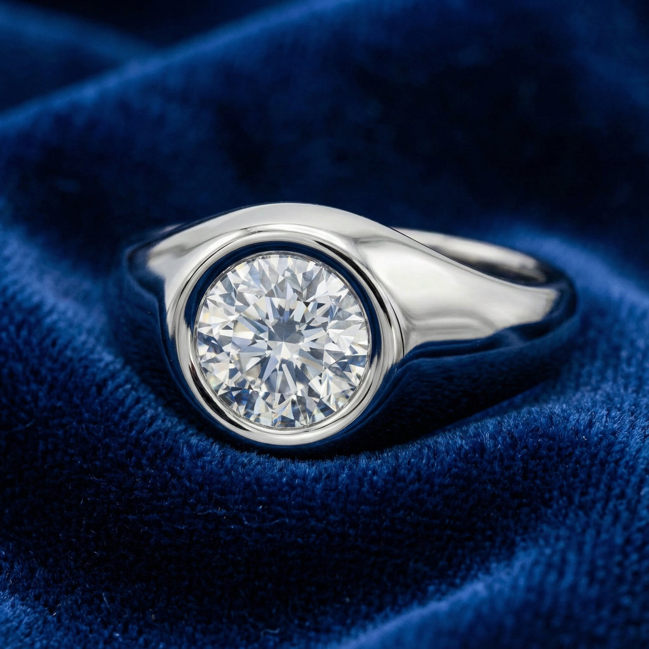 Mens Solitaire Round Diamond Ring 1Ct Anniversary Pinky Ring 14k